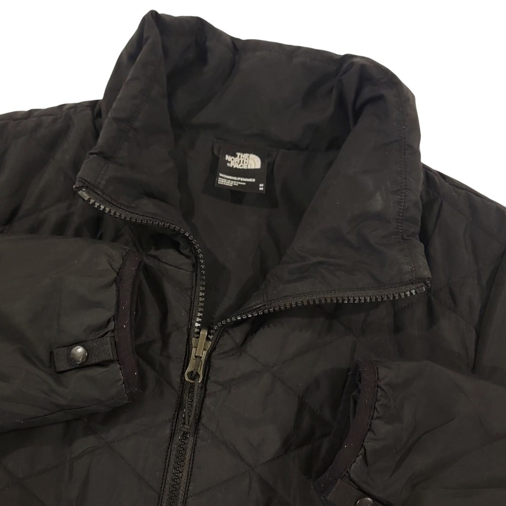 The North Face Quilted Jacket Womens M Black Primaloft Full Zip EUC
